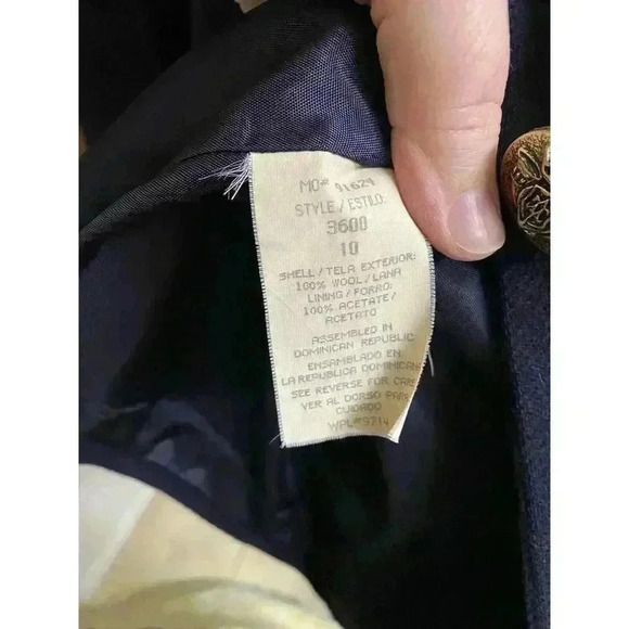 Sag Harbor Size 10 Navy Wool Blazer Single Breasted Metal Crest Button Classic - Picture 8 of 12